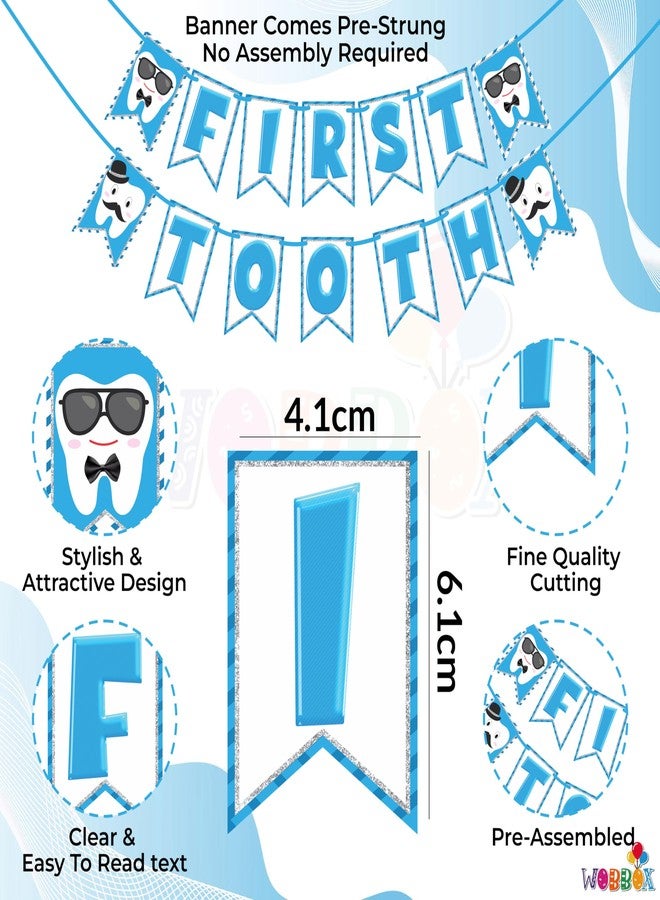 ووبوكس لافتة ووبوكس لزينة السن الأول، لون أزرق، خط أنيق، زينة السن الأول، زينة عيد ميلاد سعيد - Image 2